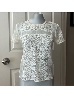 Elegant Lace Short-Sleeve Top by Maje